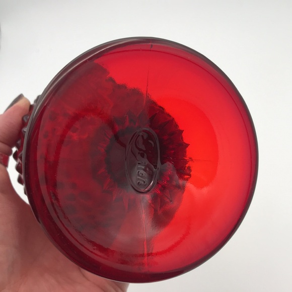 VTG MCM Fenton Ruby Red Amberina Hobnail 15" Swung Vase w/ Original Sticker - Picture 11 of 14